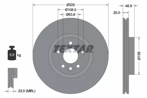 TEXTAR TEXTAR 92282103 1x TEXTAR 92282103 Brake Disc 