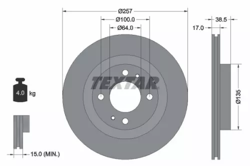 1x TEXTAR 92282503 Brake Disc