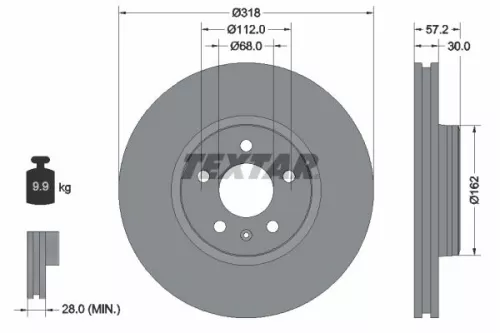TEXTAR TEXTAR 92282705 1x TEXTAR 92282705 Brake Disc 