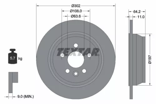 1x TEXTAR 92283003 Brake Disc