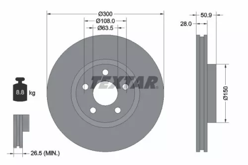TEXTAR TEXTAR 92283105 1x TEXTAR 92283105 Brake Disc 