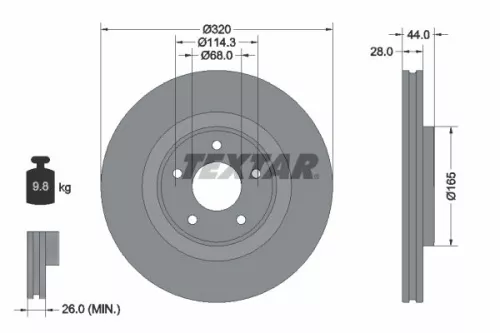 1x TEXTAR 92283503 Brake Disc