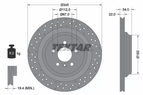 1x  TEXTAR Brake Disc