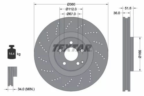 1x TEXTAR 92283905 Brake Disc