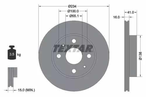 1x TEXTAR 92285603 Brake Disc