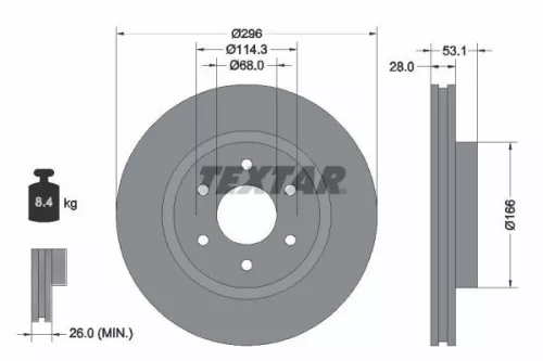 1x TEXTAR 92285803 Brake Disc