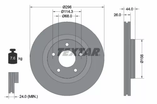 TEXTAR TEXTAR 92285905 1x TEXTAR 92285905 Brake Disc 