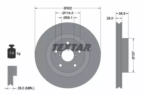 TEXTAR TEXTAR 92286203 1x TEXTAR 92286203 Brake Disc 
