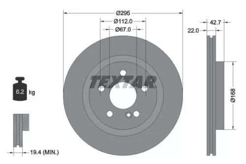 1x  TEXTAR Brake Disc 92286903 295