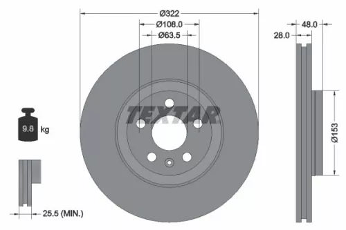 1x  TEXTAR Brake Disc