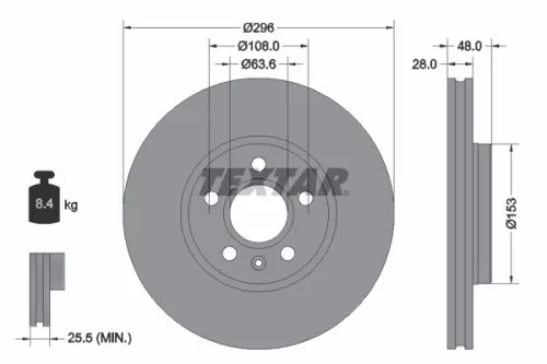 1x TEXTAR 92287505 Brake Disc