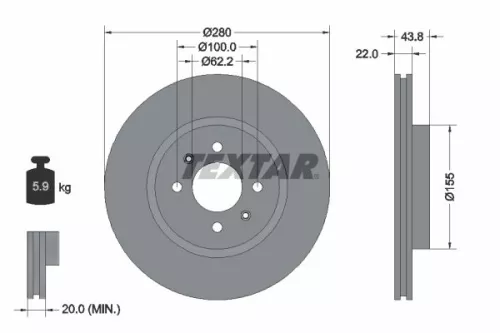 TEXTAR TEXTAR 92288303 1x TEXTAR 92288303 Brake Disc 