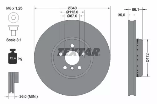 1x TEXTAR 92288825 Brake Disc