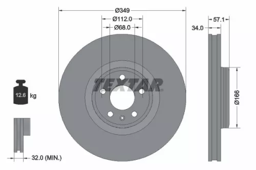 1x TEXTAR 92289305 Brake Disc