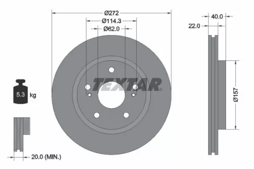 TEXTAR TEXTAR 92289403 1x TEXTAR 92289403 Brake Disc 