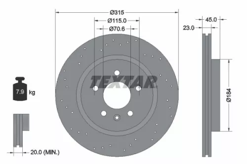 TEXTAR TEXTAR 92290003 1x TEXTAR 92290003 Brake Disc 