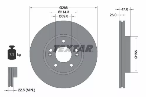 1x TEXTAR 92290503 Brake Disc