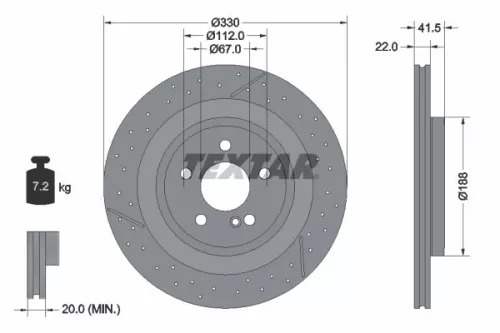 TEXTAR TEXTAR 92290605 1x TEXTAR 92290605 Brake Disc 