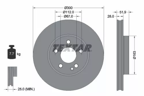 1x TEXTAR 92291803 Brake Disc