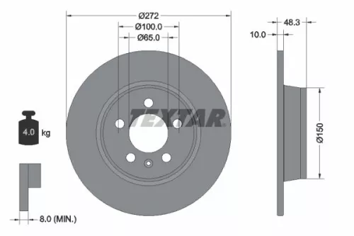 1x TEXTAR 92292003 Brake Disc