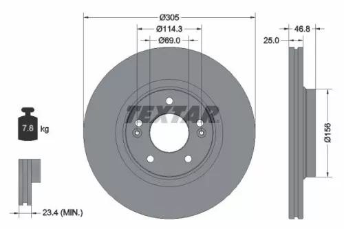 1x  TEXTAR Brake Disc 92292203 305