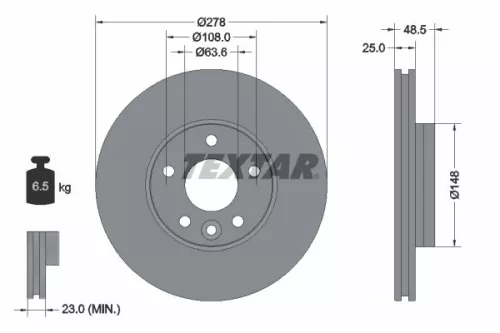 1x TEXTAR 92292303 Brake Disc