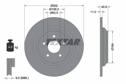 1x  TEXTAR Brake Disc