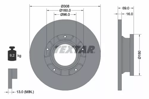 1x TEXTAR 92292603 Brake Disc