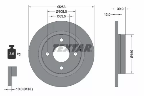 1x TEXTAR 92292803 Brake Disc