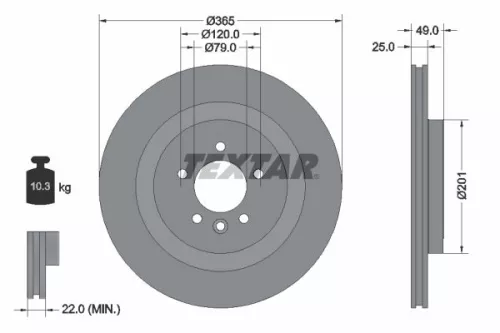 1x TEXTAR 92293003 Brake Disc