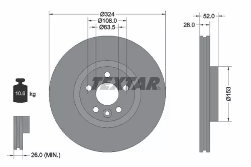 1x TEXTAR 92293205 Brake Disc