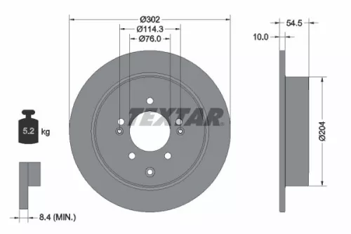 1x TEXTAR 92293303 Brake Disc