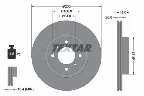 1x TEXTAR 92294403 Brake Disc