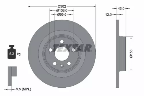 1x  TEXTAR Brake Disc