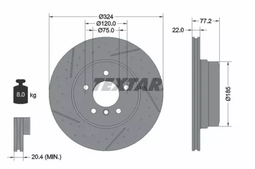 1x TEXTAR 92295505 Brake Disc
