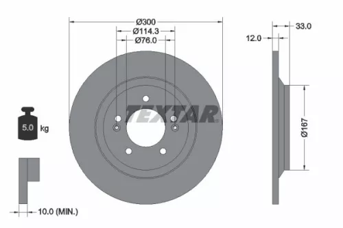 1x TEXTAR 92296303 Brake Disc
