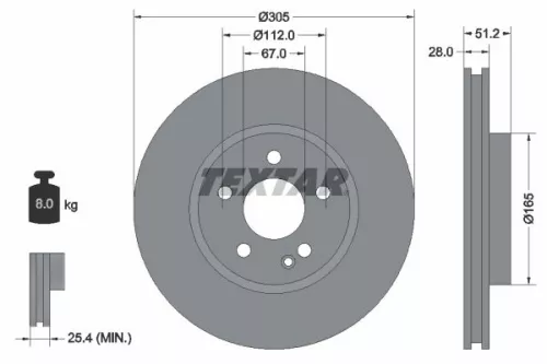 1x TEXTAR 92296705 Brake Disc