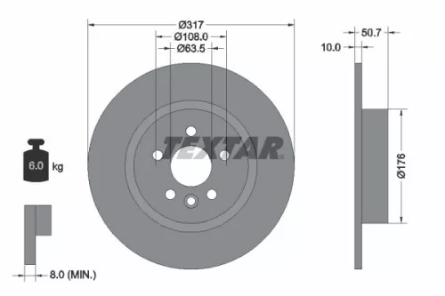 1x TEXTAR 92300403 Brake Disc