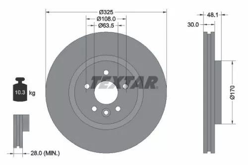 1x TEXTAR 92300505 Brake Disc