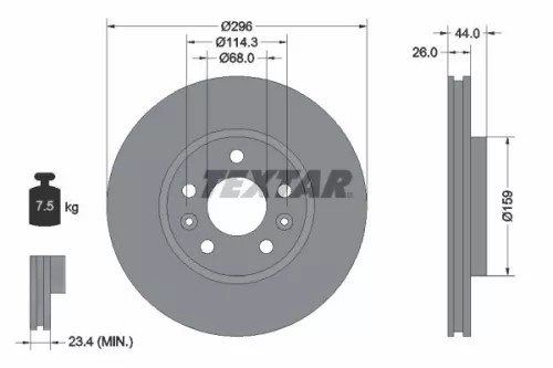 1x TEXTAR 92300703 Brake Disc