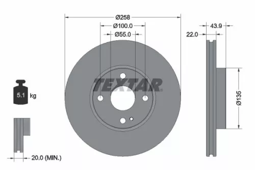 1x  TEXTAR Brake Disc