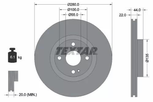 1x TEXTAR 92301503 Brake Disc