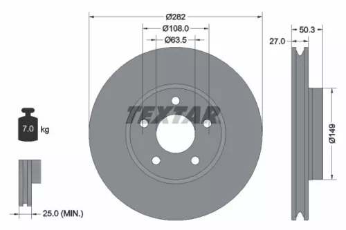 1x TEXTAR 92303405 Brake Disc