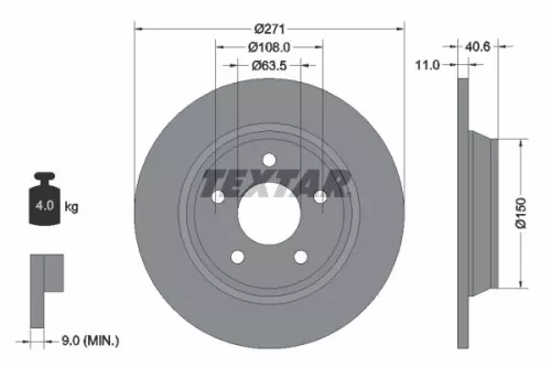1x TEXTAR 92303503 Brake Disc
