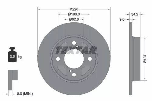 1x  TEXTAR Brake Disc