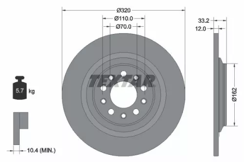 1x TEXTAR 92304103 Brake Disc
