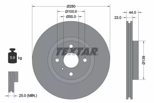 1x  TEXTAR Brake Disc