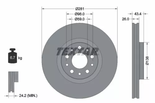 1x  TEXTAR Brake Disc 92304803 281