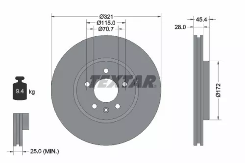 1x  TEXTAR Brake Disc