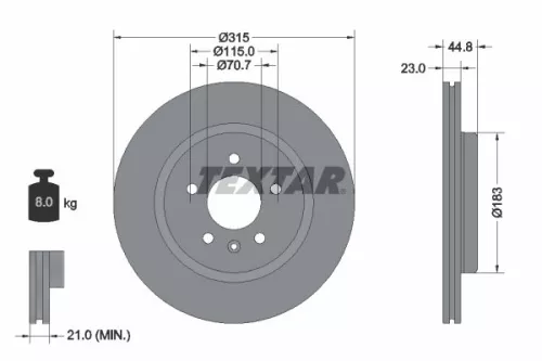 1x TEXTAR 92305603 Brake Disc